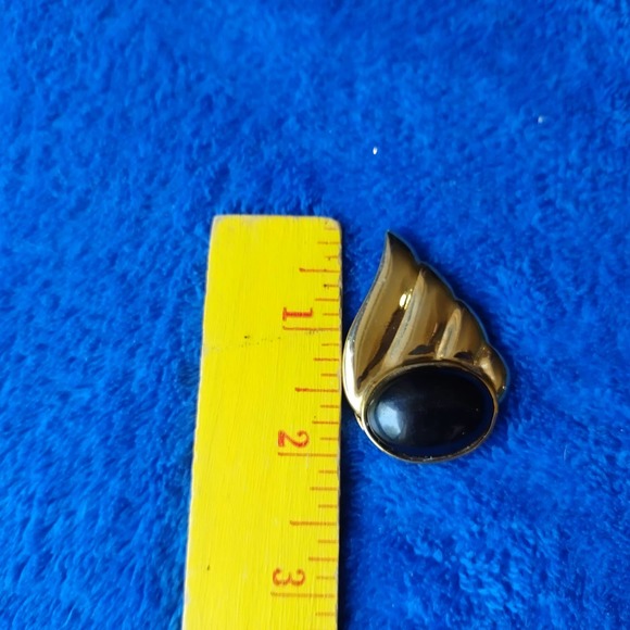 Vintage Specialty House Wing Black Faux Onyx Cabochon Dress Scarf Clip - Picture 9 of 9
